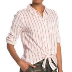 Sanctuary Hayley Stripe Tie Front Long Sleeve Top